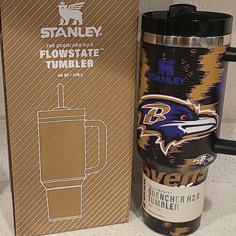 Stanley FlowState H2.0 Quencher 40oz.  with Custom Baltimore Ravens Design
